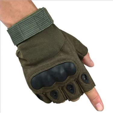 Imagem de Luvas de equitação táticas unissex para uso ao ar livre com protetor solar fitness luvas de meio dedo, Preto, verde, tamanho �nico