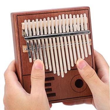 Imagem de Piano de mão, 17 teclas portátil de mogno Kalimba para iniciantes (17 tons de cor vintage, azul)