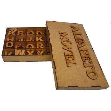 Imagem de Alfabeto Móvel  Pedagógico de 197 peças letas  de 3cm  Mdf