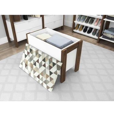 Imagem de Puff Baú Multiuso Tecno Mobili - Branco/Nogal