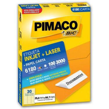 Imagem de Etiqueta inkjet/laser carta 6180 - com 100 folhas - Pimaco