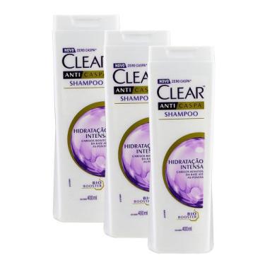 Imagem de Shampoo Clear Hidratação Intensa 400ml  Kit Com Três Unidades