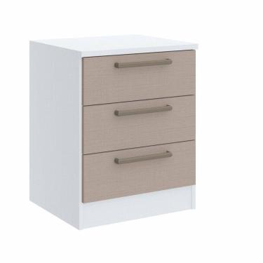 Imagem de Mesa de Cabeceira Modulada 3 Gavetas Requinte+ Móveis Castro Branco Line/Duna Line