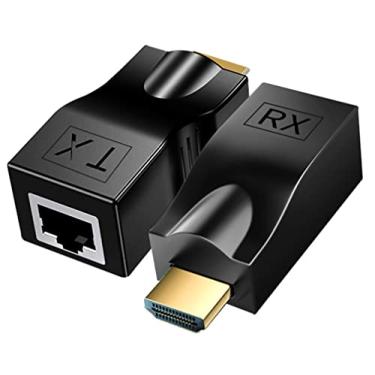 Imagem de Extensor HDMI 4K adaptador sobre Cat5e/6 (1 par), repetidor HDMI para conversor de rede Ethernet RJ45, 4K HD 1080p até 30 m, para HDTV, decodificadores, DVD, PS4, STB, preto