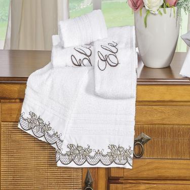 Imagem de Jogo de Banho Bordado Branco Vilela Enxovais 5 Peças