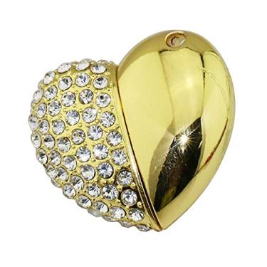 Imagem de 8GB Metal Heart Modelo 3.0 USB Flash Drive Pen Drive Armazenamento de Dados Pen Drive Pen Drive Pen Drive USB Drive USB 3.0 Pen Drive U Disco Flash Memory Flash Disk - Dourado
