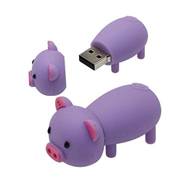 Imagem de Pen Drive USB 2.0 em forma de porco de 32 GB Pen Drive chaveiro pen drive pen drive pen drive pen drive pen drive USB (roxo)