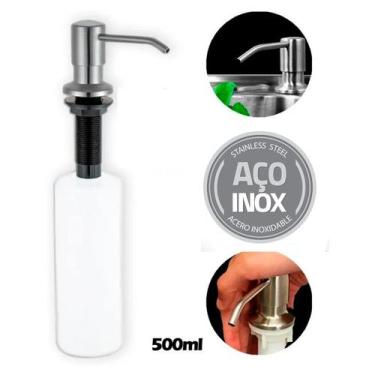 Imagem de Dosador Dispenser De Detergente Liquido Sabão Inox Escovado Para Grani