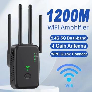Imagem de Repetidor WiFi sem fio  1200Mbps  5Ghz  2.4G  5G  Amplificador de Sinal WiFi  Roteador  WiFi