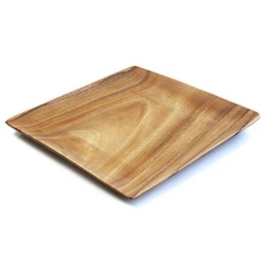 Imagem de Bandejas e pratos quadrados de madeira de acácia natural Acaciaware Pacific Merchants, Madeira, 12x12, 4
