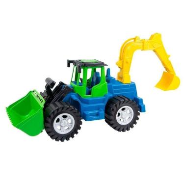 Imagem de Brinquedo Retroescavadeira Articulável Carregador Frontal Máquina Construção 46cm