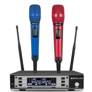 Imagem de SOMLIMI original EW135G4 Sem Fio Microfone Profissional para Cantares Performances dePalco Karaoke Conferenciada lgreja Palestr (135-Blue and Red)