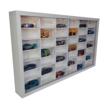 Imagem de Expositor 42 Nichos Carrinhos em Miniaturas Branco com Acrílico