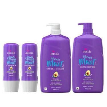 Imagem de Kit Aussie Moist Shampoo, Condicionador 778ml E 2 Mascaras 236ml