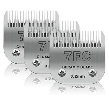 Imagem de DODAER Pacote com 3 lâminas de cerâmica destacáveis para cães de estimação 7FC, compatível com Andis, Oster A5, série Wahl KM-10, lâmina tamanho 7FC, comprimento de corte de 3,2 mm