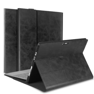 Imagem de NANRUIL Capa protetora de couro legítimo para Microsoft Surface Pro 9/10 de 13 polegadas 2022/2024 compatível com teclado e suporte de lápis. Preta