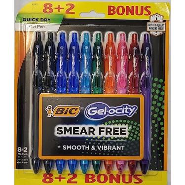 Imagem de BIC Canetas de Gel Retráteis de Secagem Rápida, Ponta Média (0,7 mm), Conjunto de 10 Canetas de Gel Coloridas com Aderência Total, As Cores Podem Variar