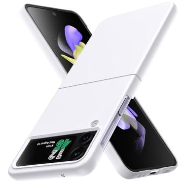 Imagem de YSLBWLE Capa para Samsung Galaxy Z Flip 4, capa de telefone fina e de proteção de nível militar, capa protetora rígida PC à prova de choque branca 20-zflip4-05