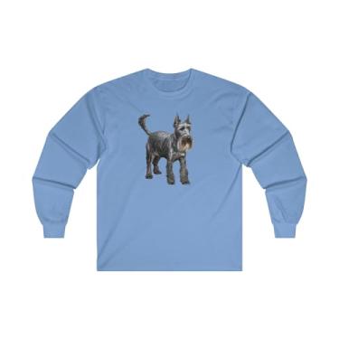 Imagem de Camiseta clássica de manga comprida de algodão Cesky Terrier, Carolina Blue, P