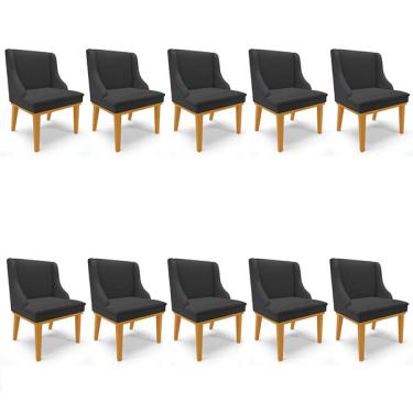 Imagem de Kit  8 Cadeiras Estofadas Sala De Jantar Base Fixa De Madeira