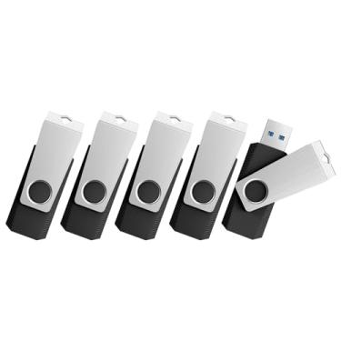 Imagem de TOPESEL Unidades flash USB, pacote com 5 unidades flash drive 64 GB USB 3.0, pen drive de polegar, pen drive USB, cartão de memória USB para computadores portáteis, Ta