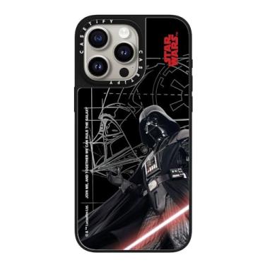 Imagem de CASETiFY Capa espelhada para iPhone 15 Pro Max [Star Wars Co-Lab / Proteção contra quedas de 1,5 metros/Magsafe] - O Lorde Sith Darth Vader - Prata em Preto