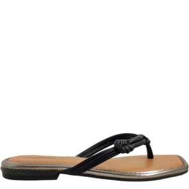 Imagem de Rasteirinha Feminina Casual Dia a Dia Metalizada Bico Quadrado Mississipi Q9981