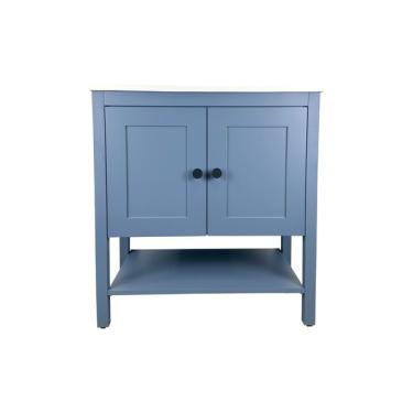 Imagem de Gabinete Para Banheiro Hudson 2 Portas 80cm Azul Com Pia
