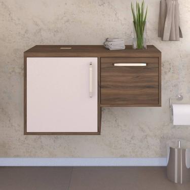 Imagem de Armário Gabinete Nexus 83L Contemporâneo Nogal/Branco Chess