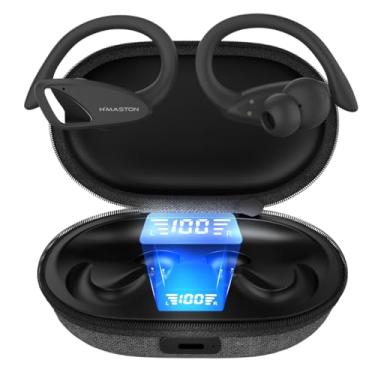 Imagem de H'MASTON Fone de Ouvido Sem Fio Esportivo Fone BLuetooth 5.3 Tws Cancelamento de Ruído Com Microfone e Led Display Compatível com Sumsung (Retrô-RS-53 UP, Preto)