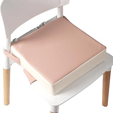 Imagem de E1F1NN DOT Assento Elevatório Infantil para Mesa de Jantar, Cadeira de Cozinha (Material Pu), Assento Elevatório Infantil Portátil com Fivelas de Segurança, Almofada Alta para Viagens com Fundo Antiderrapante