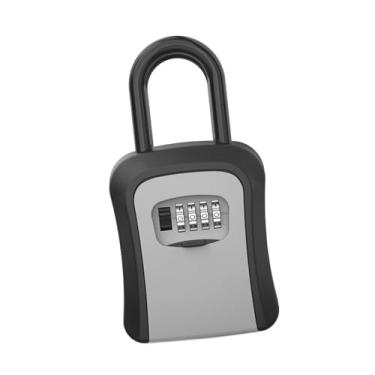 Imagem de Esquirla Organizador de armário de chaves, caixa de bloqueio de chave à prova d'água, senha, caixa de chave, combinação segura de 4 dígitos para loja, carro, cinza