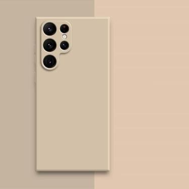 Imagem de Capa quadrada de silicone líquido para Samsung Galaxy S23 S24 Ultra S22 Plus S21 FE S20 Note 20 10 S8 9 10 Plus Protetora de tecido macio para telefone Back Cove, cáqui, para Samsung S20 Plus