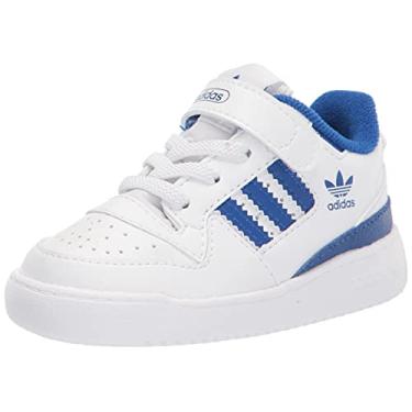 Imagem de adidas Originals Tênis infantil infantil Forum Low, branco/time azul royal/branco, 18