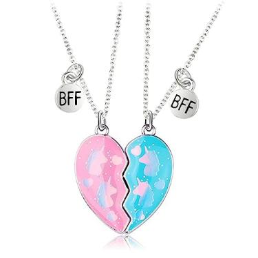 Imagem de DOYYCA Best Friend Colar de Amizade Colar Magnético Combinando Coração Unicórnio Golfinho BFF Colar para 2 Meninas, Metal, Sem Pedra Preciosa