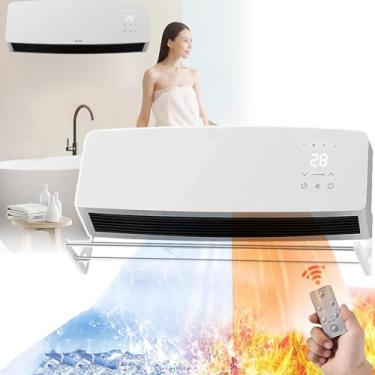 Imagem de Aquecedor de quarto/banheiro, ar condicionado de resfriamento/aquecimento, aquecimento cerâmico PTC + proteção contra superaquecimento, montagem na parede + saída de ar alargada, 3 níveis de ajuste de