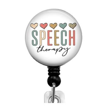 Imagem de GFFGGFGH Suporte retrátil para crachá de identificação de amor e terapia da fala com clipe jacaré, carretel decorativo de nome de enfermeira, clipe para cartões, pequeno, preto, GFFGGFGH-2024