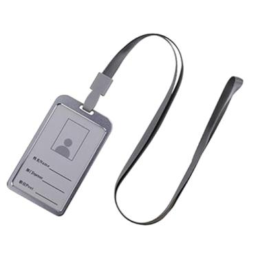 Imagem de Porta-crachás de Identificação Genérico, Porta-cartões de Corda Suspensa Em Liga de Alumínio Porta-cartões de Identificação Conjunto Azul e Fábrica de Corda Azul, Porta-crachás