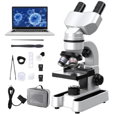 Imagem de MicroscóPio Binocular Composto+Ocular EletrôNica,MicroscóPio Profissional 40-1600x,Oculares Wf10x E Wf40x, IluminaçãO Led De 7 Cores E RotaçãO 360°,Para Adultos/CriançAs/Estudantes,White