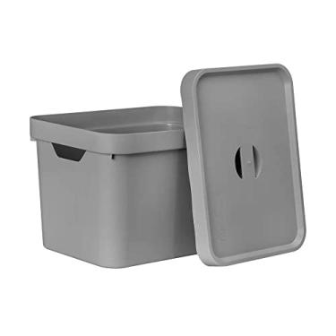 Imagem de OU Caixa Organizadora Cube M 18L com Tampa Chumbo