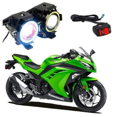 Imagem de Par Farol de Milha Angel Eye U7 para Moto Kawasaki NINJA 300 2014 2015
