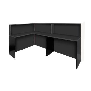 Imagem de Balcão Recepção Atendimento em L + Balcão Reto com 1 passa fio no tamp