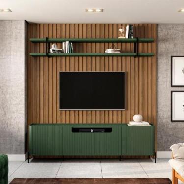 Imagem de Rack Brise e Painel Ripado 240cm com Prateleira 100% MDF - Casa Lar In