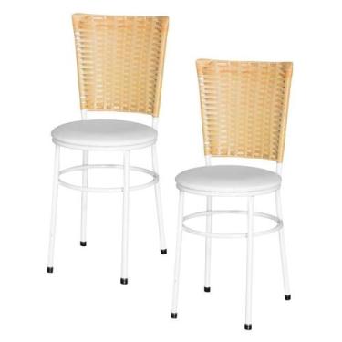 Imagem de 2 Cadeiras para Mesa Branca Hawai Palha - Laumar, Branco
