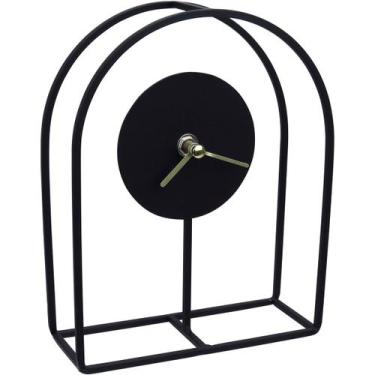 Imagem de RELÓGIO DECORATIVO MESA HOME&CO METAL 20x16x6cm PRETO, Material: Metal