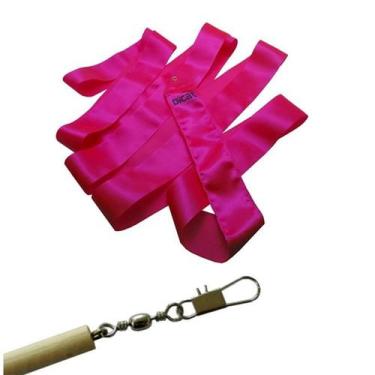 Imagem de Kit Baby Estilete madeira com Fita Cetim 4M Dicat Sports, Pink