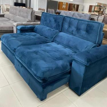 Imagem de Sofá 4 Lugares 2,50m Retrátil e Reclinável Girona Bom Pastor, Azul Vel