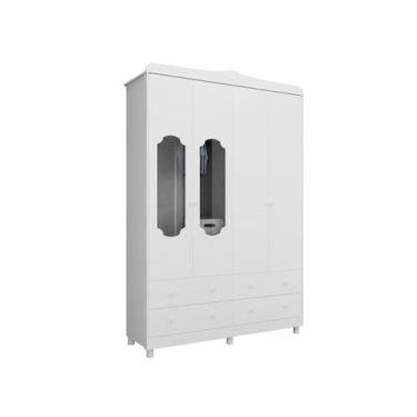 Imagem de Guarda Roupa Provençal Moveis Peroba Noah 04 portas MDF, Branco
