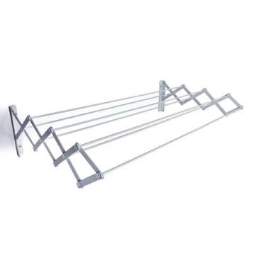 Imagem de Varal Sanfonado em Aço 80cm de Parede Retrátil Mor - Branco