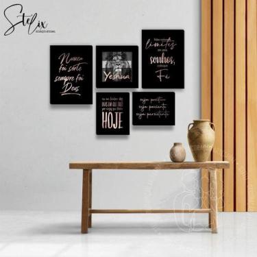 Imagem de Quadros Decorativos Cristão Yeshua - Stelix, Rosê Gold